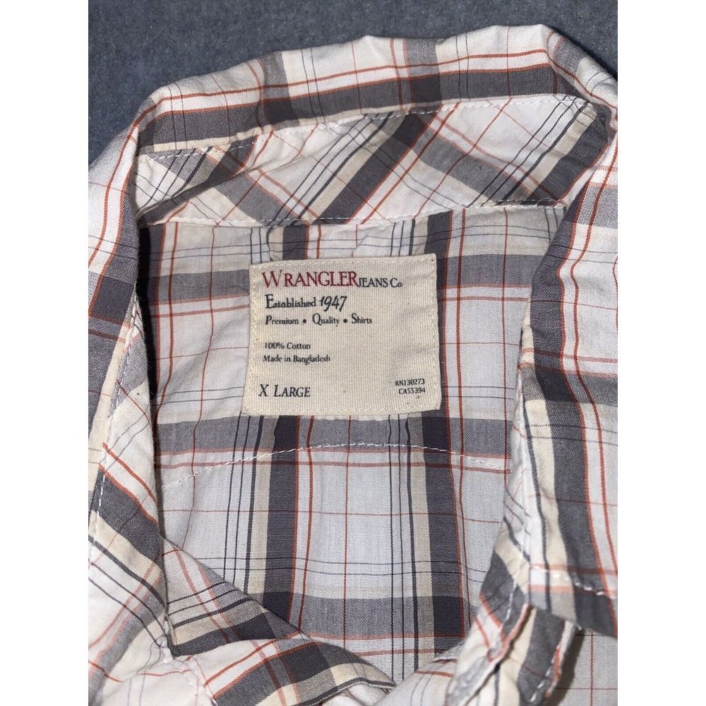 WRANGLER JEANS CO. MEN'S Plaid / Checkered LS Button Front‎ Shirt  SIZE XL - Picture 3 of 8